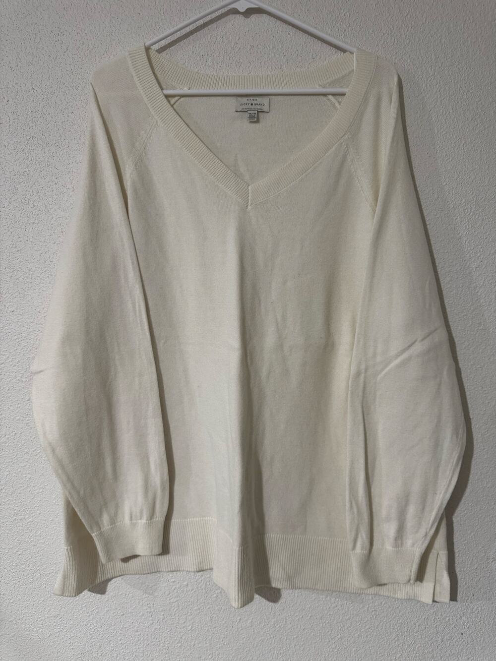 Lucky Brand V-Neck Knit Sweater Size XXL Raglan Long Sleeve Casual